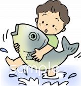 老人ホームやデイサービス向け魚のつかみ取り無料イラストお試しフリー素材(カット)