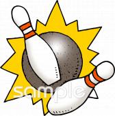 老人ホームやデイサービス向けボウリング ストライク無料イラストお試しフリー素材(カット)