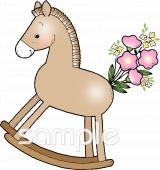 老人ホームやデイサービス向け木馬無料イラストお試しフリー素材(カット)