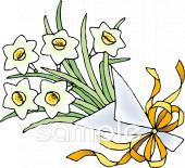 老人ホームやデイサービス向け花束 水仙無料イラストお試しフリー素材(カット)