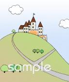 老人ホームやデイサービス向けお城 山無料イラストお試しフリー素材(カット)
