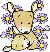 老人ホームやデイサービス向け親子 カンガルー無料イラストお試しフリー素材(カット)