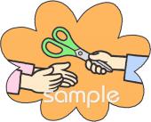 老人ホームやデイサービス向けはさみの渡し方無料イラストお試しフリー素材(カット)