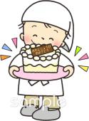 老人ホームやデイサービス向けお祝い ケーキ無料イラストお試しフリー素材(カット)