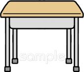 老人ホームやデイサービス向け教室の机無料イラストお試しフリー素材(カット)