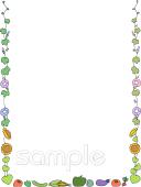 老人ホームやデイサービス向け野菜 夏 飾り枠無料イラストお試しフリー素材(カット)