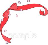 老人ホームやデイサービス向けリボン コーナー枠無料イラストお試しフリー素材(カット)