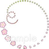 老人ホームやデイサービス向け丸フレーム 桜無料イラストお試しフリー素材(カット)