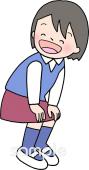 老人ホームやデイサービス向け女の子 中腰無料イラストお試しフリー素材(カット)