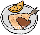 老人ホームやデイサービス向け魚のフライ無料イラストお試しフリー素材(カット)