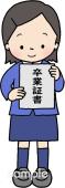 老人ホームやデイサービス向け卒業証書 女の子無料イラストお試しフリー素材(カット)