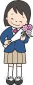 老人ホームやデイサービス向け卒業 花束 女の子無料イラストお試しフリー素材(カット)