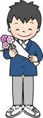 老人ホームやデイサービス向け卒業 花束 男の子無料イラストお試しフリー素材(カット)