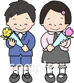 老人ホームやデイサービス向け男の子 女の子 卒園式無料イラストお試しフリー素材(カット)