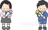 老人ホームやデイサービス向け男の子 女の子 卒園式無料イラストお試しフリー素材(カット)