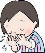 老人ホームやデイサービス向け顔を洗う無料イラストお試しフリー素材(カット)