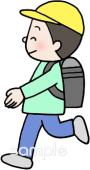 老人ホームやデイサービス向け男の子 通学無料イラストお試しフリー素材(カット)