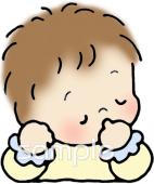 老人ホームやデイサービス向け赤ん坊 指しゃぶり無料イラストお試しフリー素材(カット)