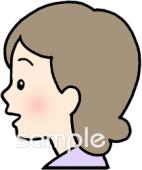 老人ホームやデイサービス向け女性 横顔無料イラストお試しフリー素材(カット)