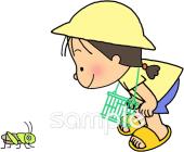 老人ホームやデイサービス向け虫とり キリギリス無料イラストお試しフリー素材(カット)