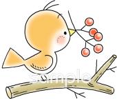 老人ホームやデイサービス向け鳥 赤い実無料イラストお試しフリー素材(カット)