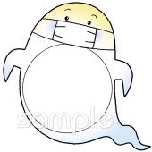 老人ホームやデイサービス向けおばけ 文字枠無料イラストお試しフリー素材(カット)