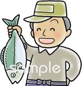 老人ホームやデイサービス向け魚屋さん無料イラストお試しフリー素材(カット)