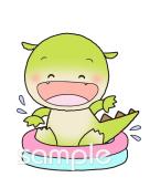 老人ホームやデイサービス向け恐竜 水遊び無料イラストお試しフリー素材(カット)