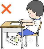 老人ホームやデイサービス向け姿勢を正しく タブレット無料イラストお試しフリー素材(カット)