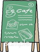老人ホームやデイサービス向けカフェ 立て看板無料イラストお試しフリー素材(カット)