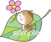 老人ホームやデイサービス向け鳥 花 葉っぱ無料イラストお試しフリー素材(カット)