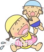 老人ホームやデイサービス向け夏休み 海水浴無料イラストお試しフリー素材(カット)