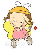 老人ホームやデイサービス向けバレンタインデー キューピッド無料イラストお試しフリー素材(カット)