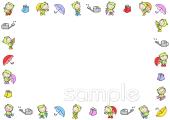 老人ホームやデイサービス向け梅雨 枠無料イラストお試しフリー素材(カット)