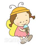 老人ホームやデイサービス向けちょうちょ アイスクリーム無料イラストお試しフリー素材(カット)