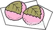 老人ホームやデイサービス向け桜餅無料イラストお試しフリー素材(カット)
