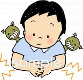 社会福祉施設向け食中毒 腹痛無料イラストお試しフリー素材(カット)