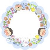 社会福祉施設向けチューリップ 4月 フレーム無料イラストお試しフリー素材(カット)