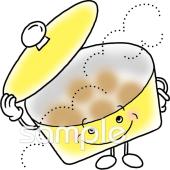 社会福祉施設向け鍋 湯気無料イラストお試しフリー素材(カット)