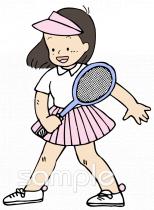 社会福祉施設向けテニス 女子無料イラストお試しフリー素材(カット)