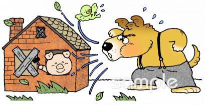 社会福祉施設向け三匹の子豚 オオカミ無料イラストお試しフリー素材(カット)