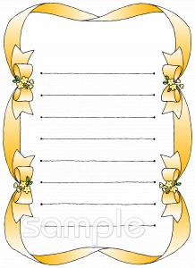 社会福祉施設向けお手紙用紙 リボン無料イラストお試しフリー素材(カット)