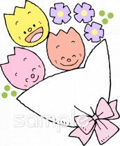 社会福祉施設向けチューリップ 花束無料イラストお試しフリー素材(カット)