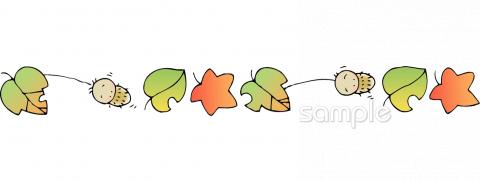 社会福祉施設向け落ち葉 飾りライン無料イラストお試しフリー素材(カット)