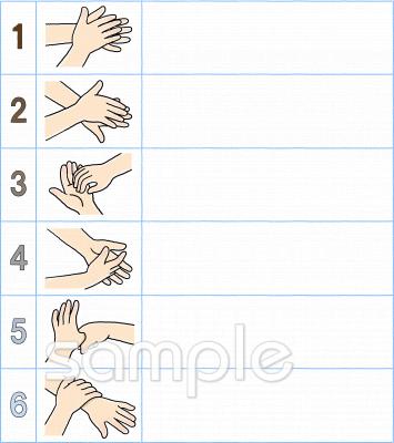 社会福祉施設向け手の洗い方無料イラストお試しフリー素材(カット)