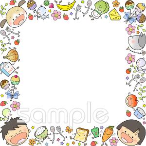 社会福祉施設向け給食 フレーム無料イラストお試しフリー素材(カット)