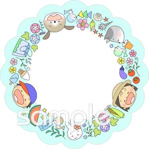 社会福祉施設向け7月 フレーム こども無料イラストお試しフリー素材(カット)