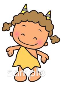 社会福祉施設向け赤鬼 かわいい 2月の壁面飾り無料イラストお試しフリー素材(カット)