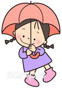 社会福祉施設向け女の子 傘 6月の壁面飾り無料イラストお試しフリー素材(カット)