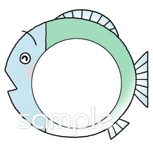 社会福祉施設向け魚 文字枠無料イラストお試しフリー素材(カット)